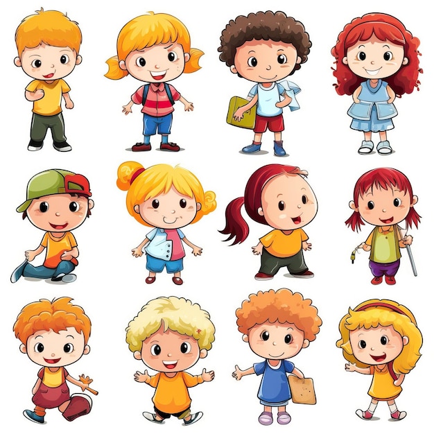 Vector cartoon vector vector happy children on white backgroun