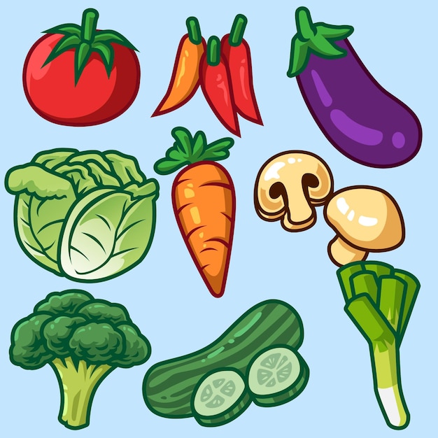 Cartoon vector vegetables set