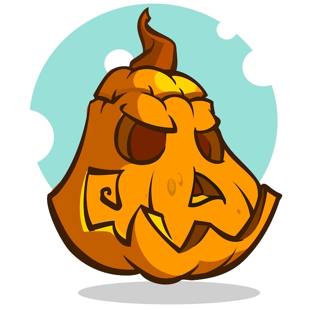 Cartoon vectorillustratie van een griezelige halloween pompoen Jack O Lantern hoofd met lachende expressie