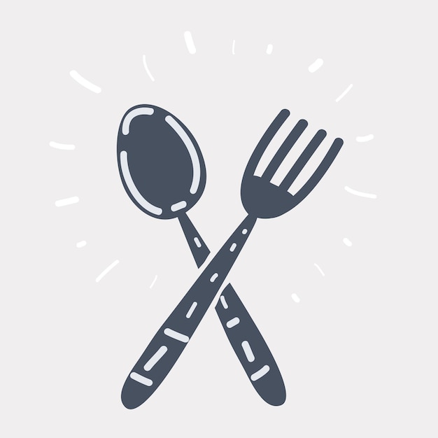 Cartoon vectorillustratie van mes, vork en lepel op witte achtergrond