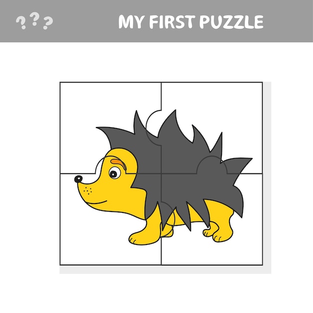 Cartoon vectorillustratie van onderwijs puzzelspel voor kleuters met grappige egel dier. mijn eerste puzzel