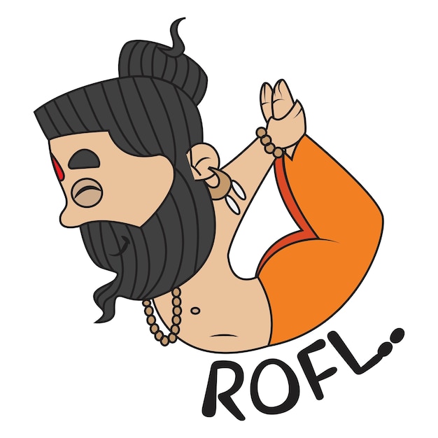 Vector cartoon vectorillustratie van schattige baba ramdev die rofl . zegt