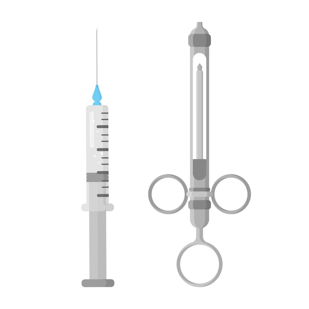 Cartoon vectorillustratie van tandheelkundige spuiten voor anesthesie of geneeskunde geïsoleerd op een witte achtergrond.