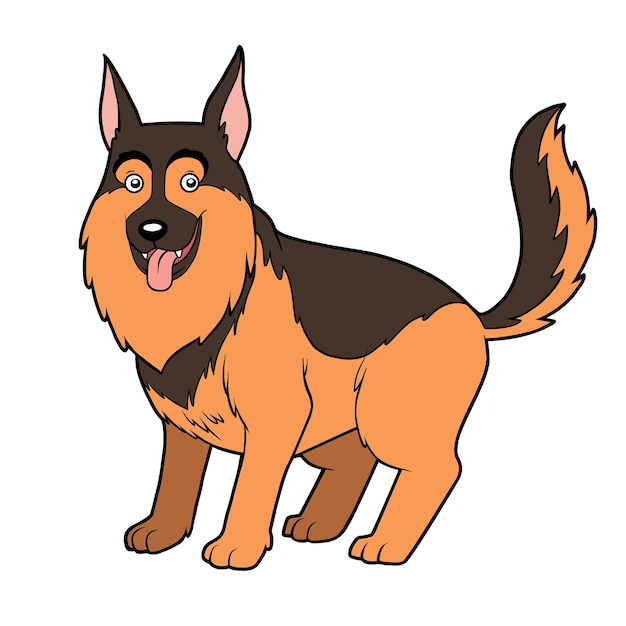 Cartoon vectorillustratie voor kinderen Duitse herdershond