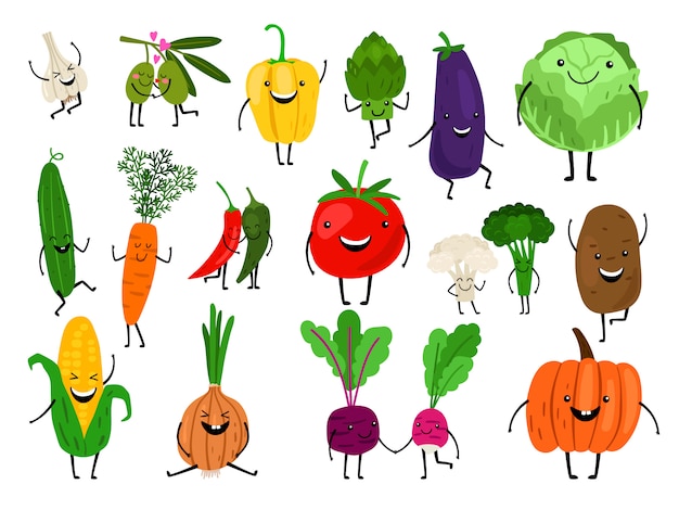Vector cartoon vegetables characters