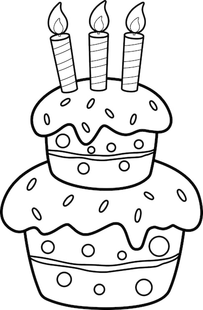 Vector cartoon verjaardagstaart met kaarsen vector met de hand getekende illustratie