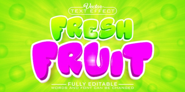 Cartoon vers fruit vector bewerkbare teksteffect sjabloon