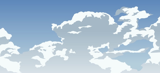 ベクトル 美しい曇りの青い空の漫画版