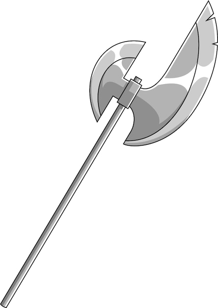 漫画バイキング斧。透明な背景に分離されたベクトル手描きイラスト