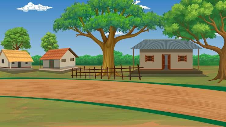 Vector cartoon village background vector design