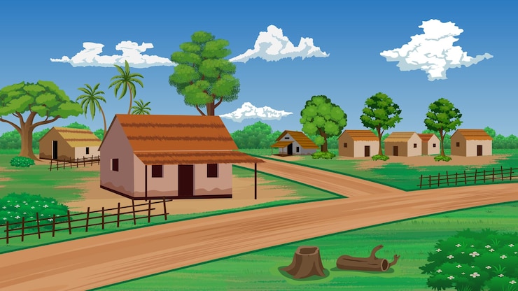 Vector cartoon village vector background design
