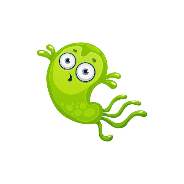 Cartoon virus cel vector pictogram, groene bacteriën