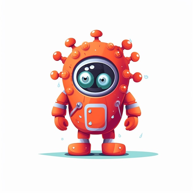 Cartoon virus character wearing personal protective equipment Vector illustration