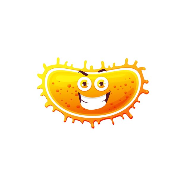 Cartoon virus funny cell vector icon angry germ