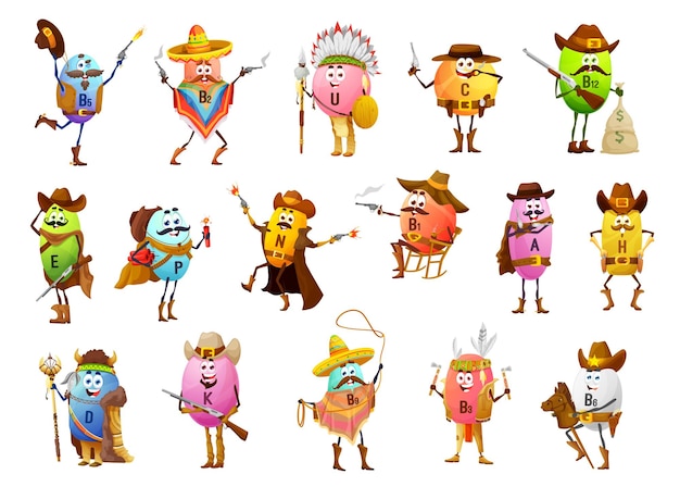 Cartoon vitamina cowboy banditi ranger indiani