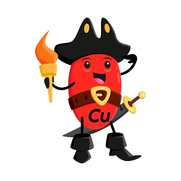 Cartoon vitamin Cu micronutrient pirate character