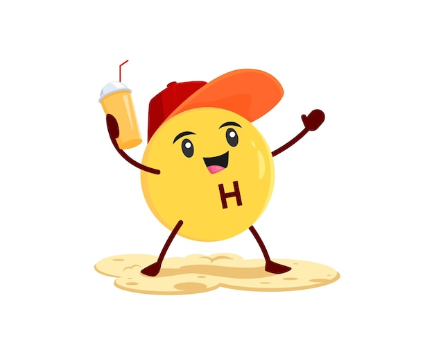 Cartoon vitamin H character with juice drink