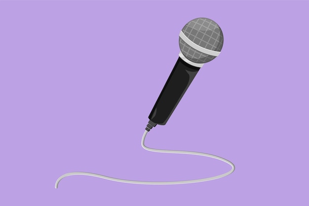 Cartoon vlakke stijl tekening microfoon voor karaoke geïsoleerd op blauwe achtergrond Microfoon apparatuur voor zingen lied op karaoke festival Muziek microfoon logo pictogram symbool Grafisch ontwerp vectorillustratie