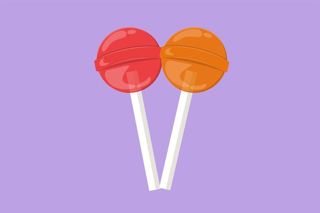 Cartoon vlakke stijl tekening zoete heerlijke online ronde lollipop snoepwinkel logo embleem Zoetwaren winkel logo sjabloon pictogram voor flyer sticker kaart symbool Grafisch ontwerp vectorillustratie