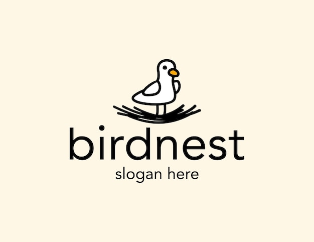 Cartoon vogelnest logo ontwerpsjabloon