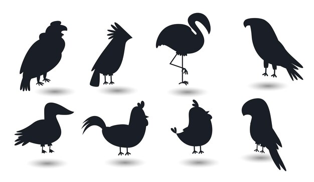 Cartoon Vogels Vector Silhouetten