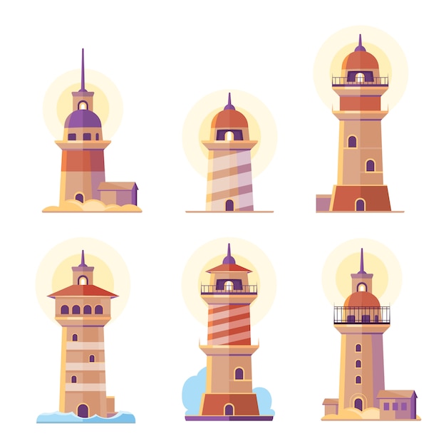 Cartoon vuurtoren set