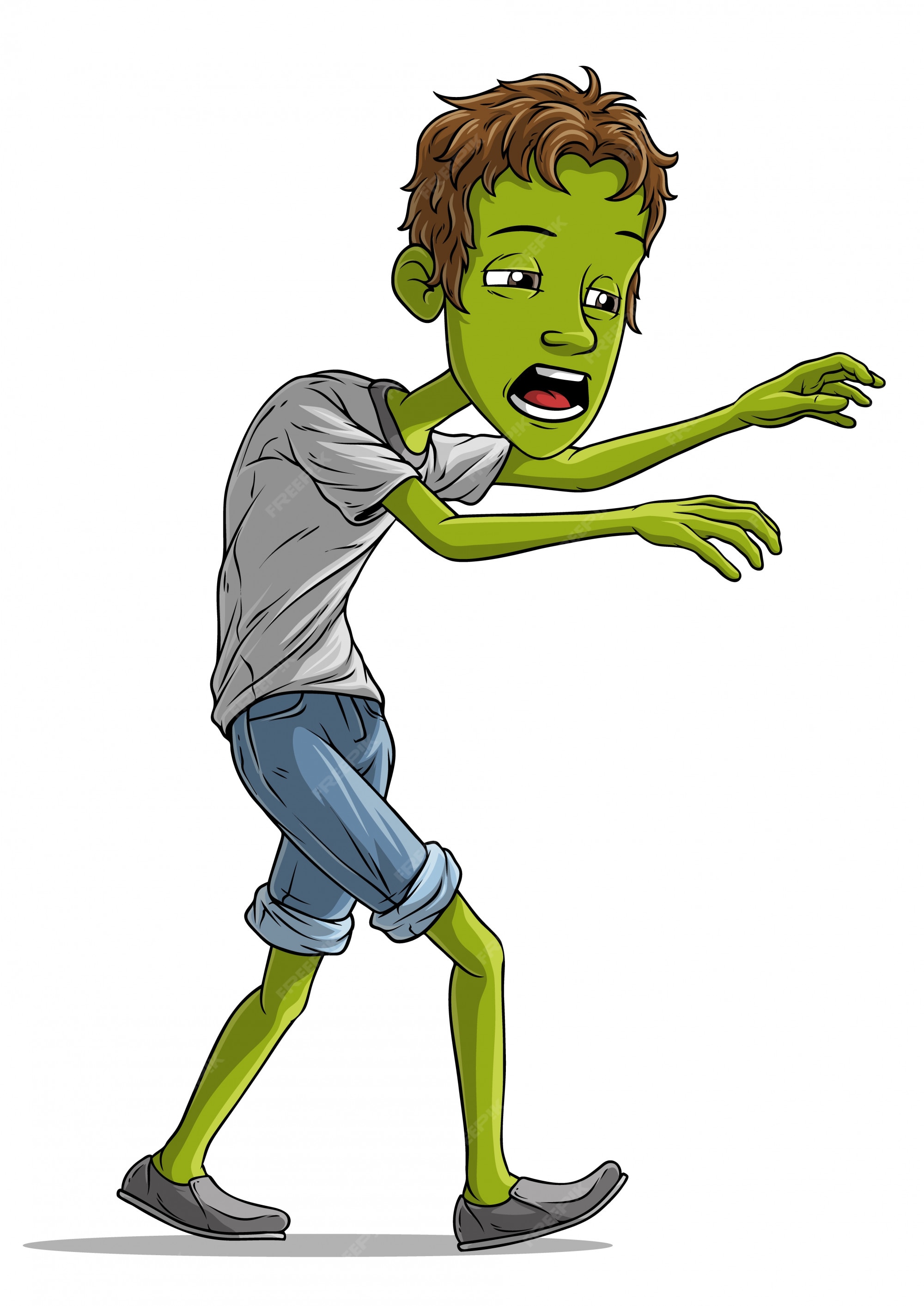 Premium Vector | Cartoon walking tired zombie boy character Premium Vector | Cartoon walking tired zombie boy character