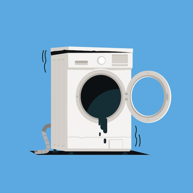 A cartoon of a washing machine with a hole in it that says'coffee '