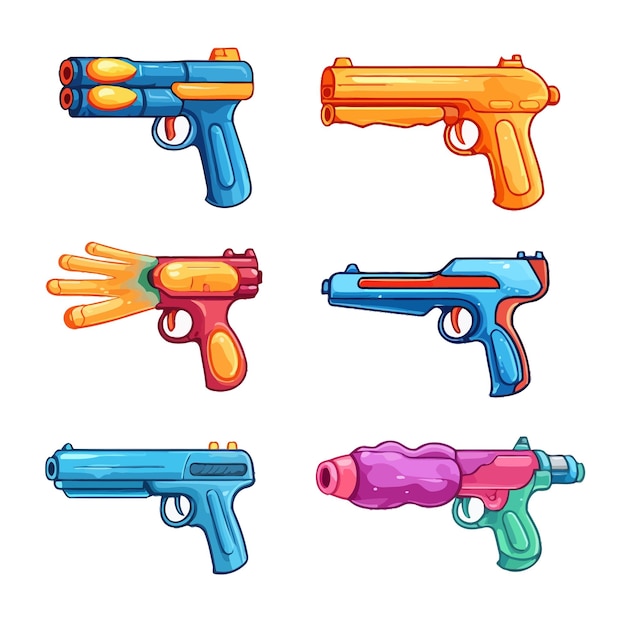 Vector cartoon_water_gunkids_toy_weapons