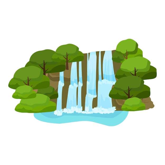 Cartoon waterfall oasis in nature scene