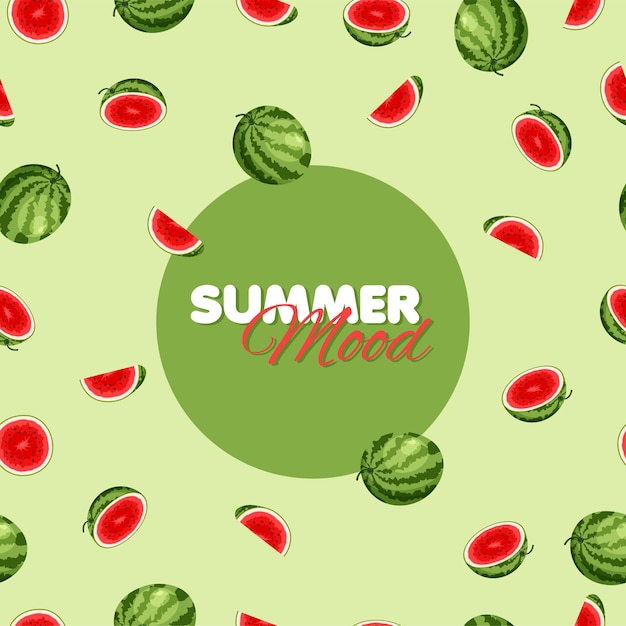 Cartoon watermelon seamless pattern Summer mood