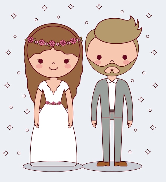 cartoon wedding couple icon