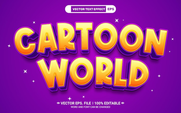 Cartoon wereld bewerkbaar 3D vector teksteffect