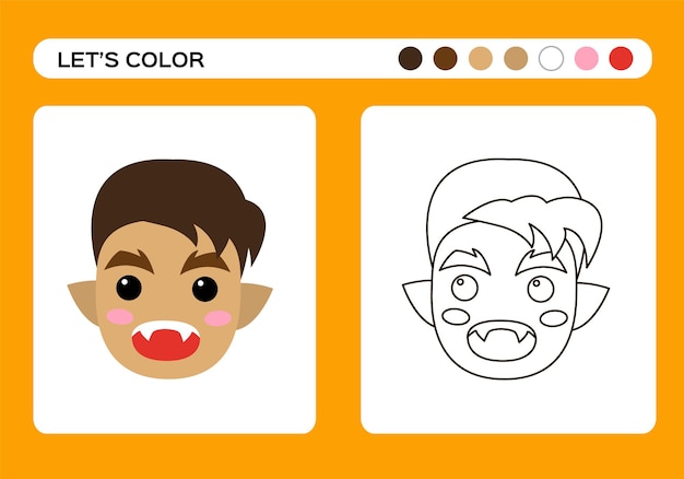 만화 늑대 인간 괴물 만화 컬러 북 색칠 교육 아이들을위한 해피 할로윈 게임 벡터