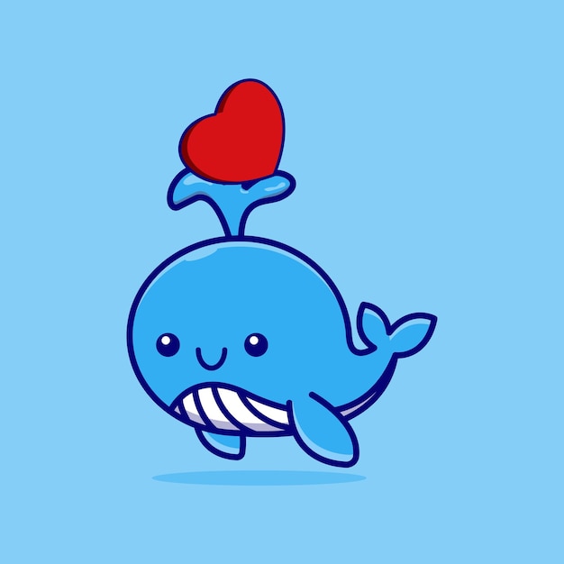 Cartoon whales spout love cute illustration vector