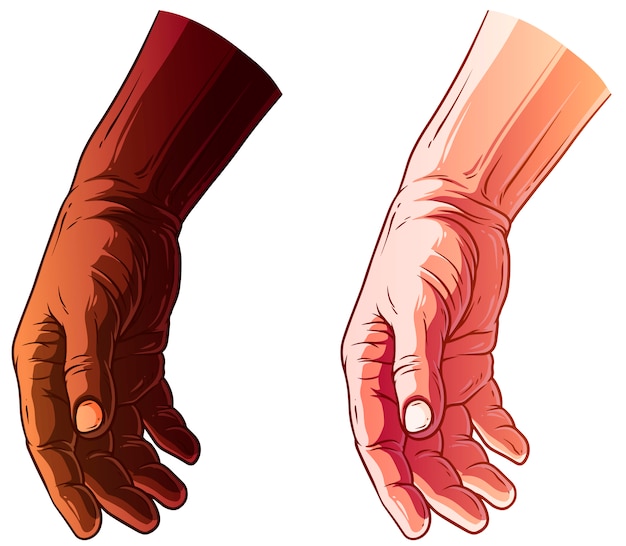 Cartoon white and black human hands