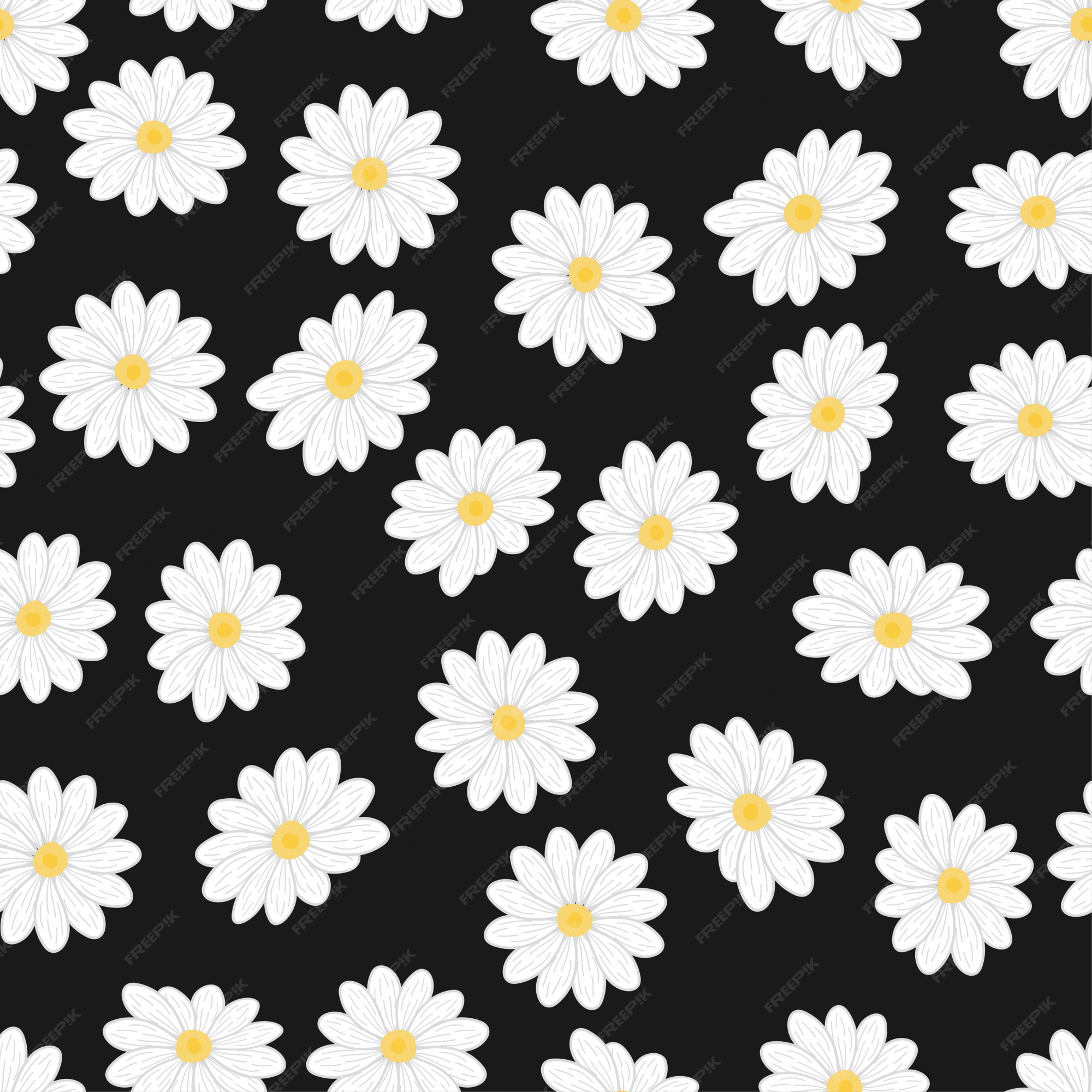 Premium Vector | Cartoon white daisy flower seamless pattern