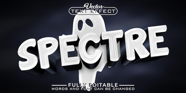 Cartoon White Ghost Spectre Vector Editable Text Effect Template