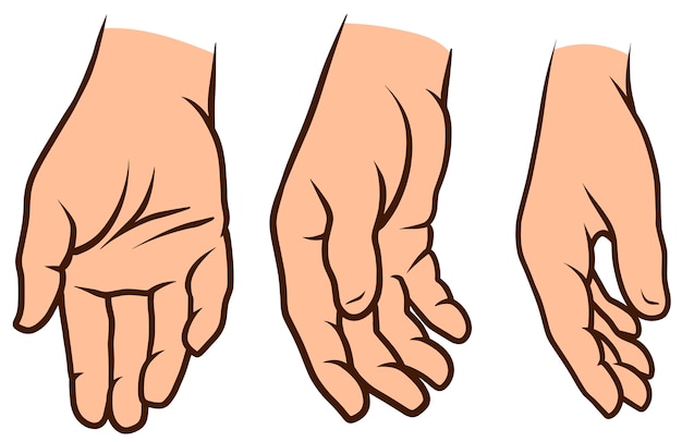 Cartoon white human hands   icons set