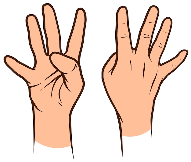 Cartoon white human hands icons set