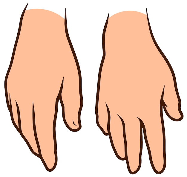 Cartoon white human hands icons set