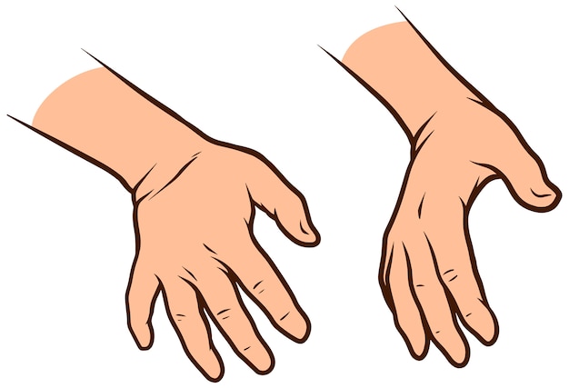 Cartoon white human hands set