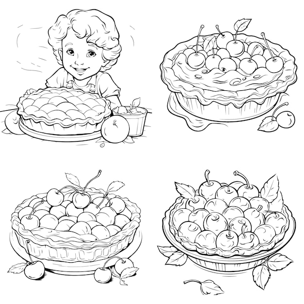 cartoon whole cherry pie coloring page