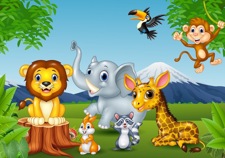 वेक्टर cartoon wild animal in the jungle