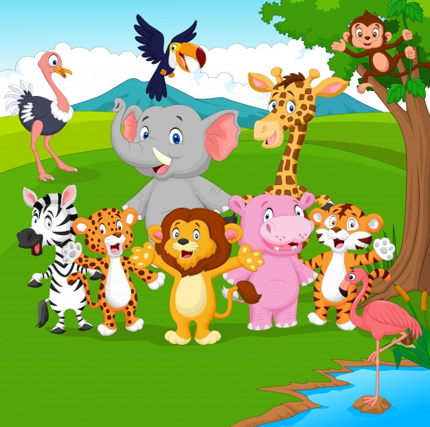 Vector cartoon wild animal in the jungle