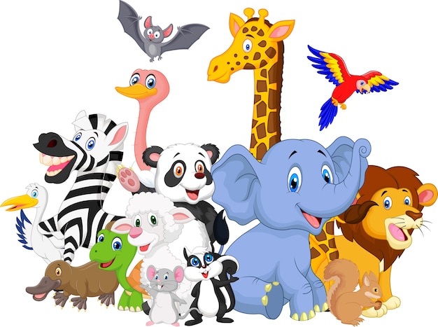 Vector cartoon wild animals background