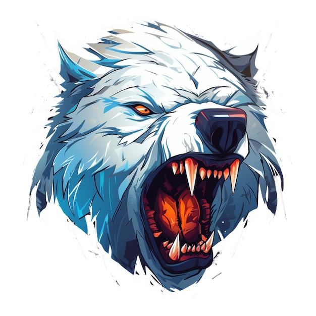アニメの野生のクマの顔のベクトルデザイン