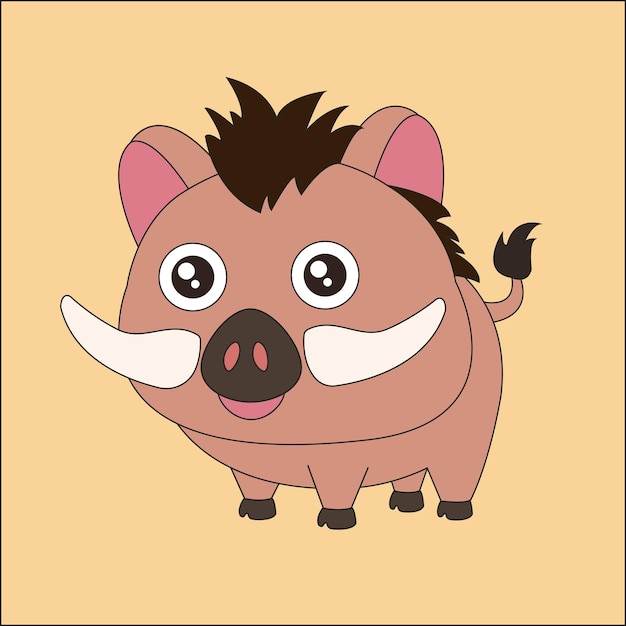 Vector cartoon wild boar vector illustration