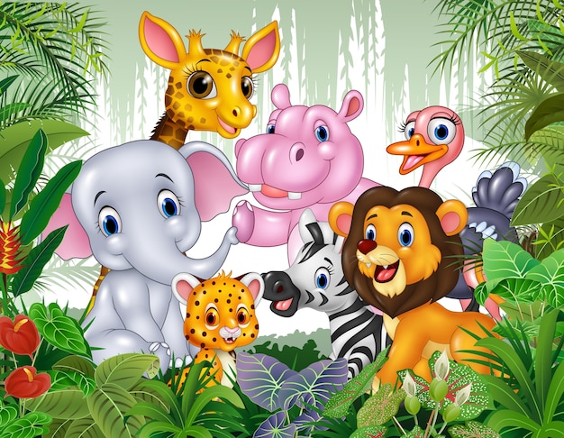 Cartoon wild dier in de jungle