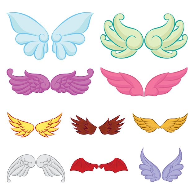 Vector cartoon wings collection